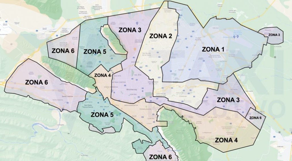 Mapa de Zonas Monterrey